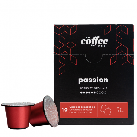 Capsulas de Cafe The Coffee Store compatibles Nespresso Passion Meio